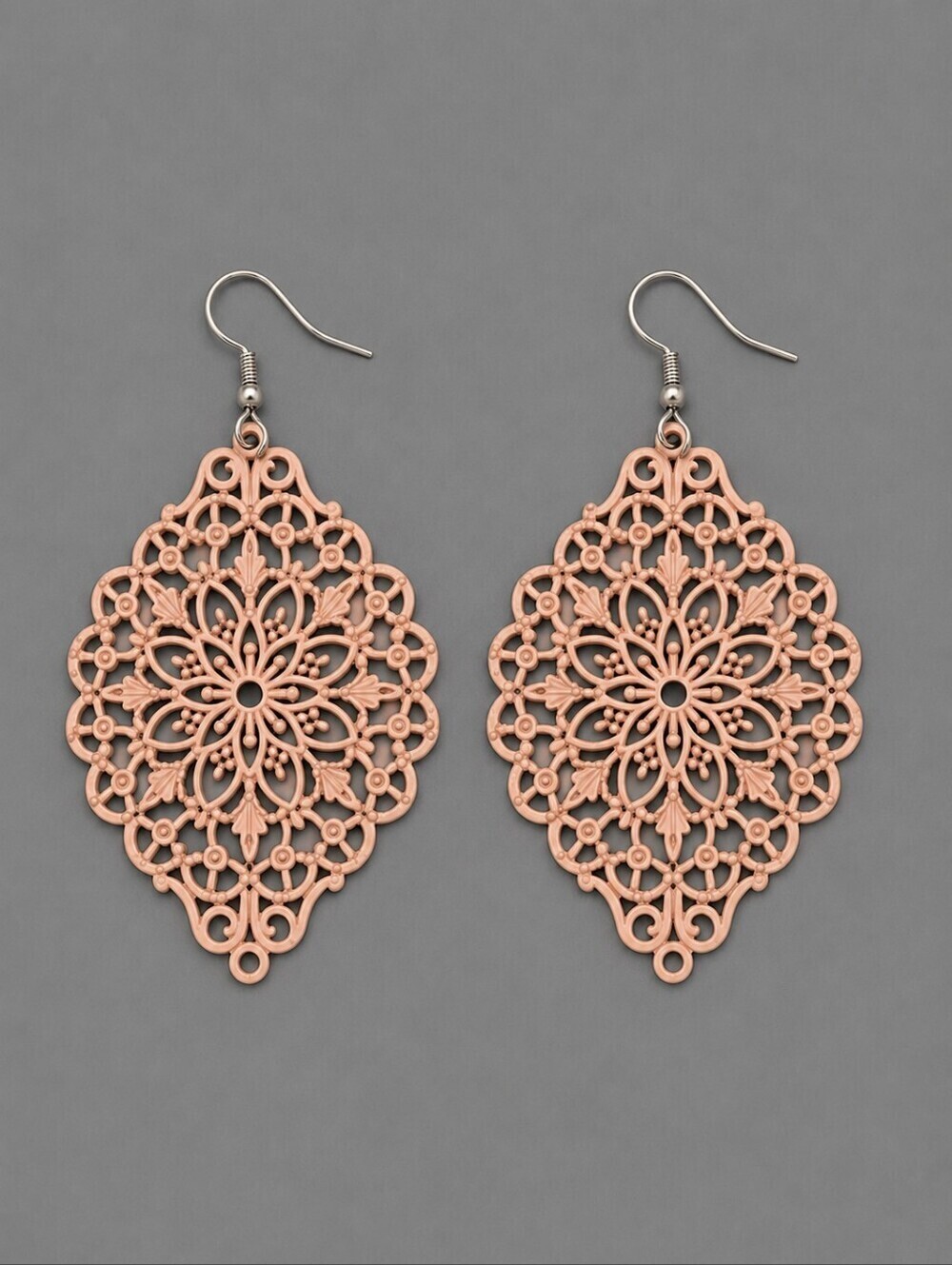 3/$30 VTG Pink Acrylic Floral Filigree Festival Dangle Hook Earrings